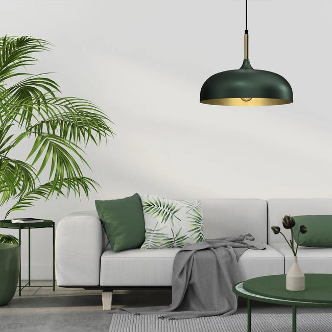 Lampa wisząca Lincoln zielona E27 Milagro