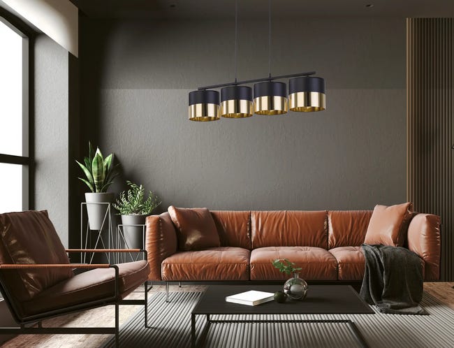 Lampa wisząca Londyn czarno-złota 4 x E27 TK Lighting