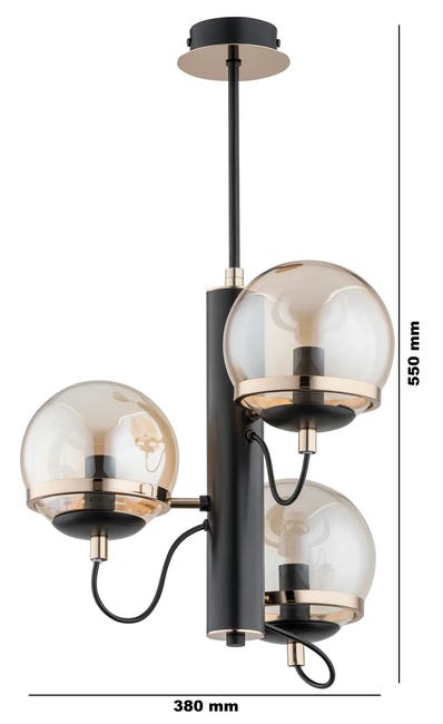 Lampa wisząca Lumina czarno-złota 3 x E14 Alfa