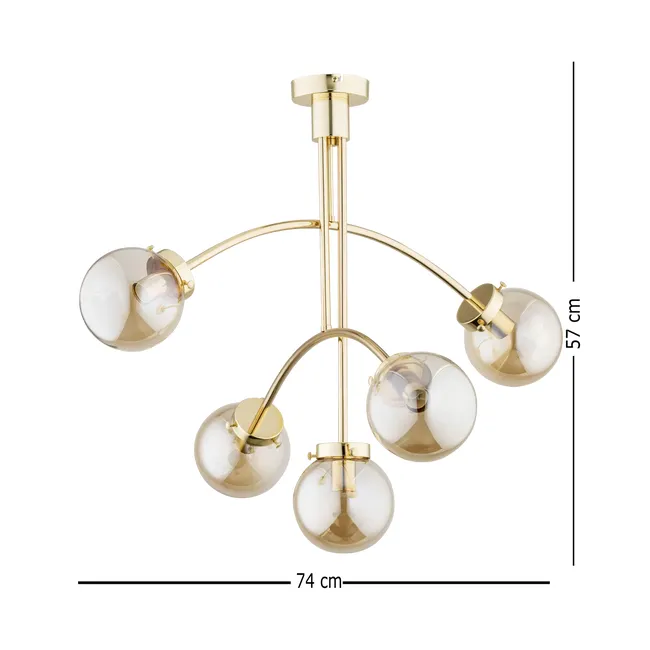 Lampa wisząca Lusco złoty 5 x E14 Alfa