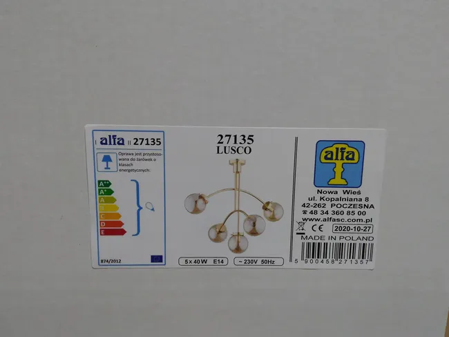 Lampa wisząca Lusco złoty 5 x E14 Alfa