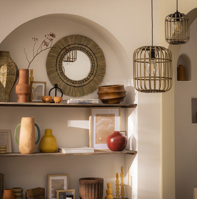 Lampa wisząca Manihi czarna bambus E27 Inspire