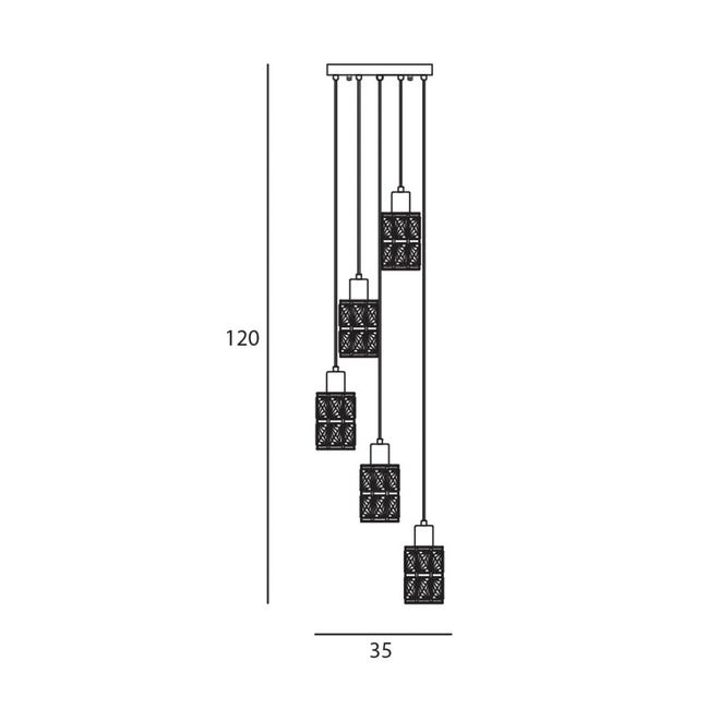 Lampa wisząca Menfi czarno-złota 5 x E27 Italux