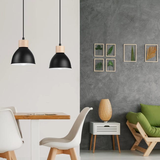 Lampa wisząca Nico 2 x E27 czarna Lamkur