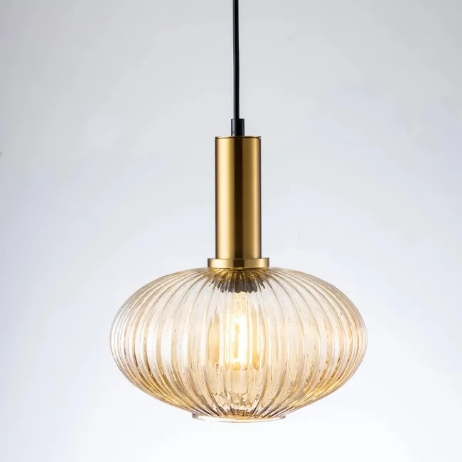 Lampa wisząca Norfolk złoto-bursztynowa E27 Polux
