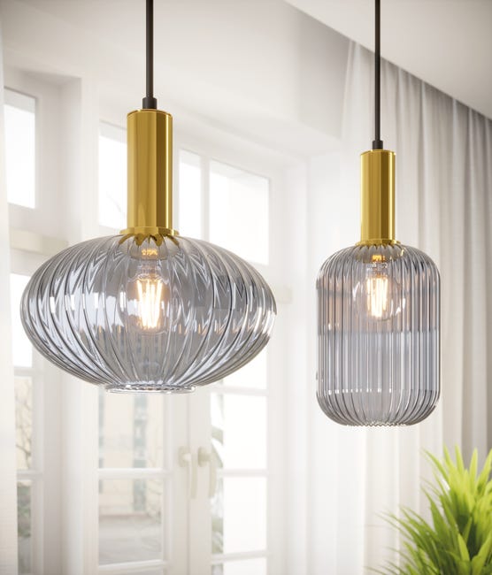 Lampa wisząca Norfolk złoto-szara E27 Polux