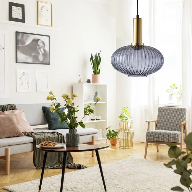 Lampa wisząca Norfolk złoto-szara E27 Polux