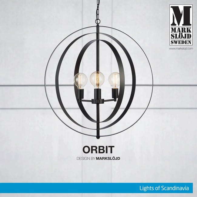 Lampa wisząca Orbit czarna 3 x E27 Markslojd