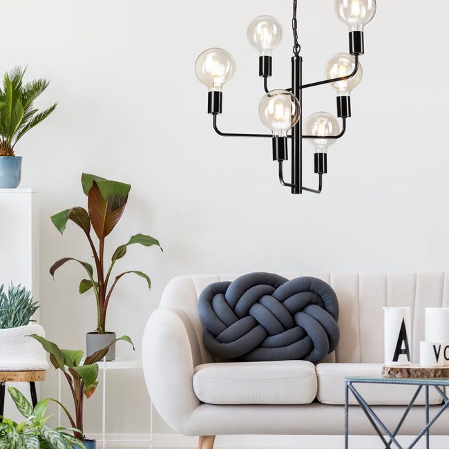 Lampa wisząca Orlando 6 x E27 czarny Lamkur