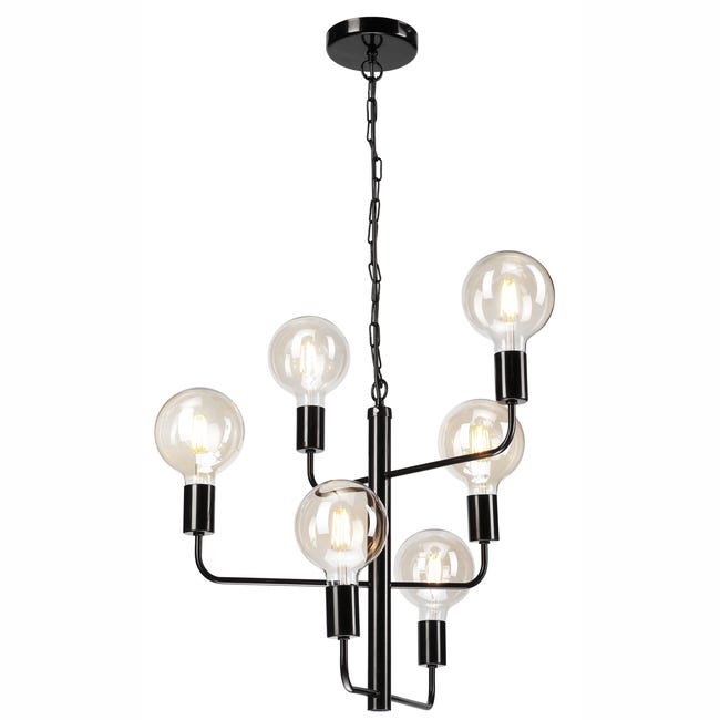 Lampa wisząca Orlando 6 x E27 czarny Lamkur