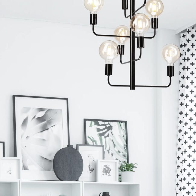 Lampa wisząca Orlando 8 x E27 czarny Lamkur