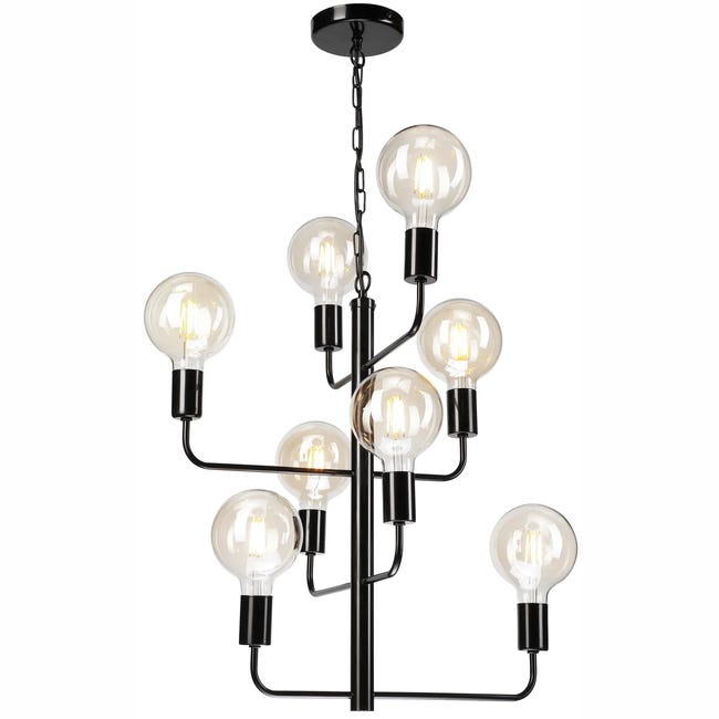 Lampa wisząca Orlando 8 x E27 czarny Lamkur
