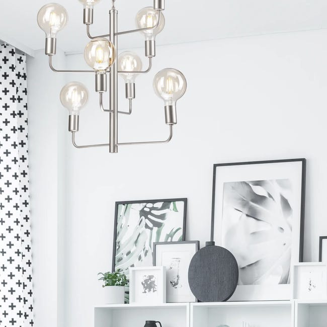 Lampa wisząca Orlando 8 x E27 satyna Lamkur