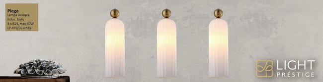 Lampa wisząca Piega biała 3 x E14 Light Prestige