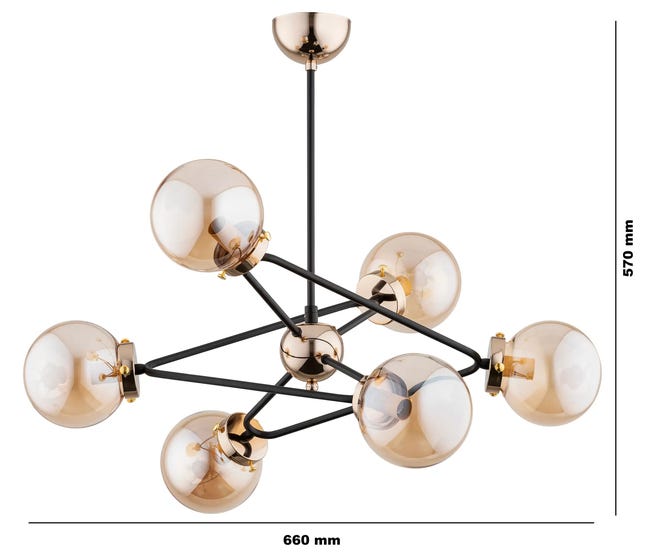 Lampa wisząca Resto Gold czarny 6 x E14 Alfa