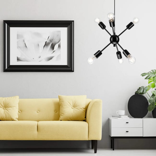 Lampa wisząca Ruby czarna 6 x E27 Lamkur