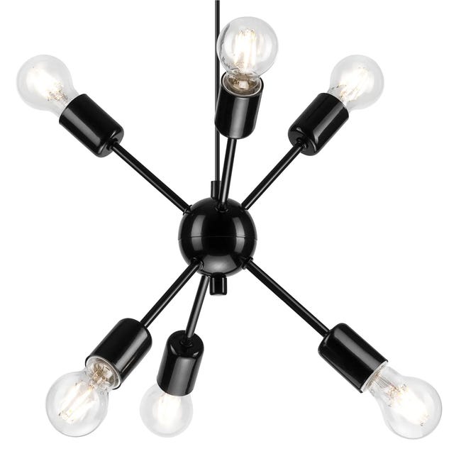 Lampa wisząca Ruby czarna 6 x E27 Lamkur