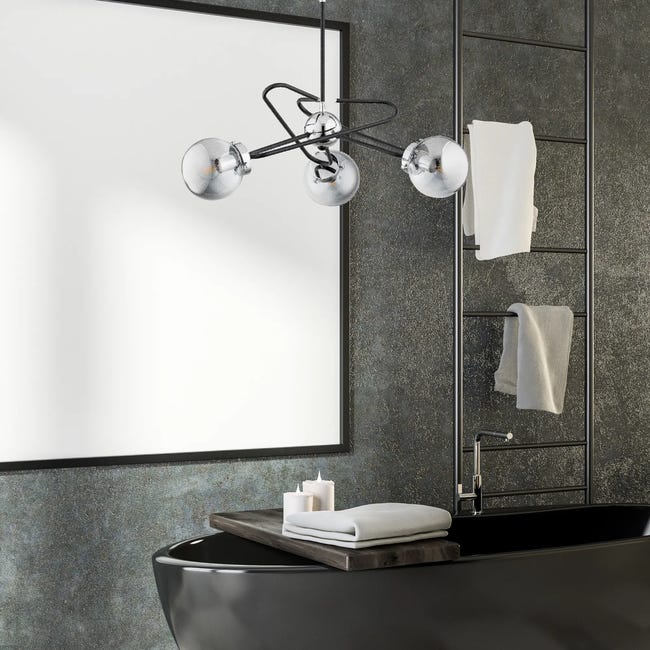 Lampa wisząca Sagito chrom czarna z chromem 3 x E14 Alfa