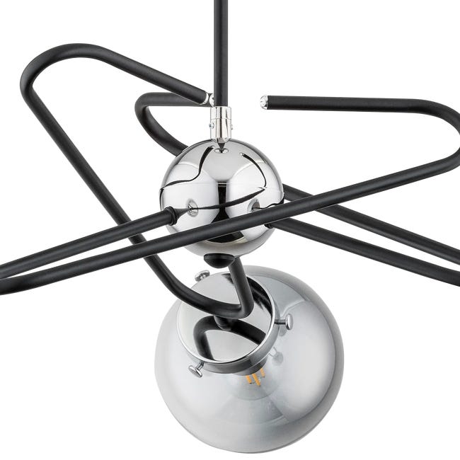 Lampa wisząca Sagito chrom czarna z chromem 3 x E14 Alfa