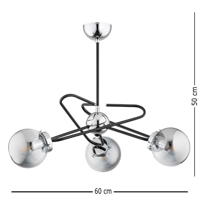 Lampa wisząca Sagito chrom czarna z chromem 3 x E14 Alfa