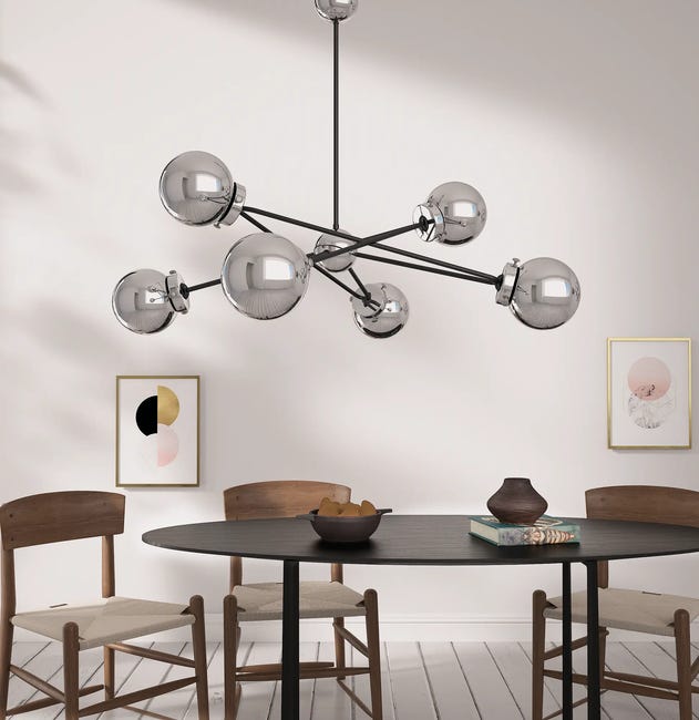 Lampa wisząca Sagito srebrna 6 x E14 Alfa