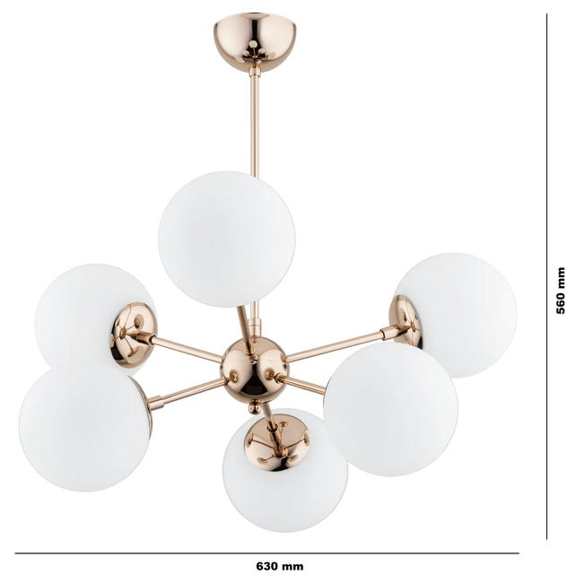 Lampa wisząca Sandy biało-złota 6 x E14 Alfa
