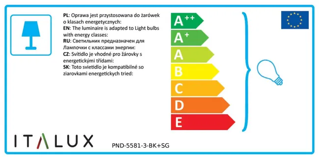 Lampa wisząca Sardo czarna 3 x E27 Italux