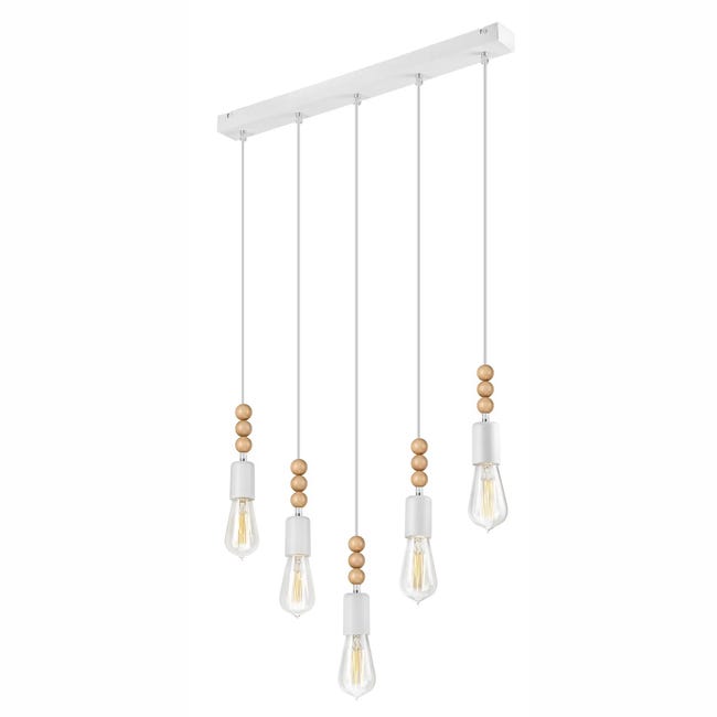 Lampa wisząca Simon biała 5 x E27 Lamkur