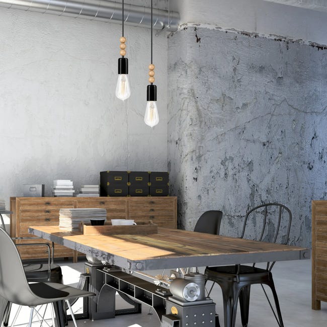 Lampa wisząca Simon czarna 2 x E27 Lamkur