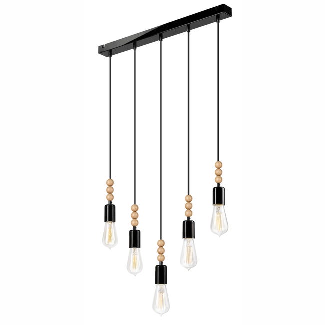 Lampa wisząca Simon czarna 5 x E27 Lamkur