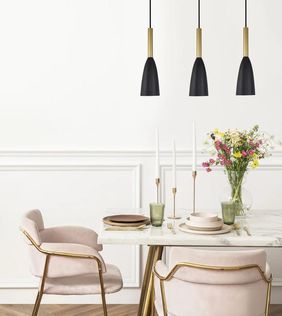 Lampa wisząca Solin czarno-złota 3 x E27 Light Prestige