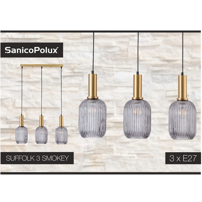 Lampa wisząca Suffolk złoto-szara E27 Polux