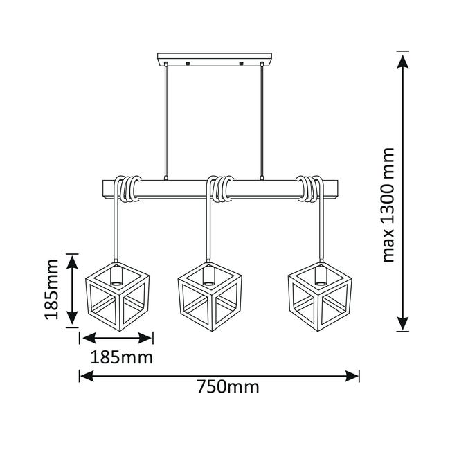Lampa wisząca Sweden czarna 3 x E27 Il Mio