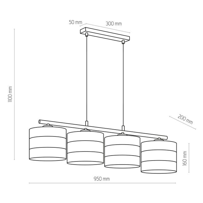 Lampa wisząca Tago czarna 4 x E27 TK Lighting