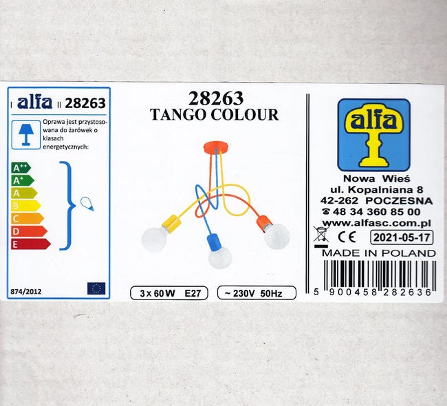 Lampa wisząca Tango multikolor 3 x E27 Alfa
