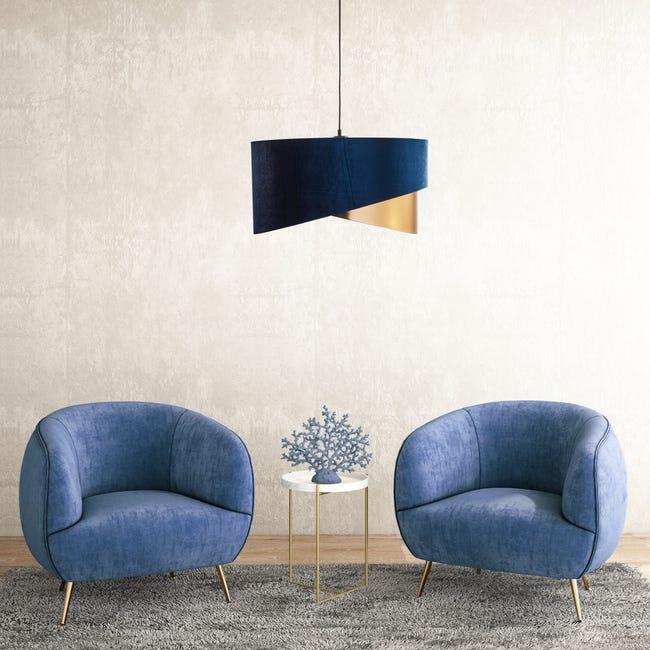 Lampa wisząca Tercio niebiesko-złota 3 x E27 TK Lighting