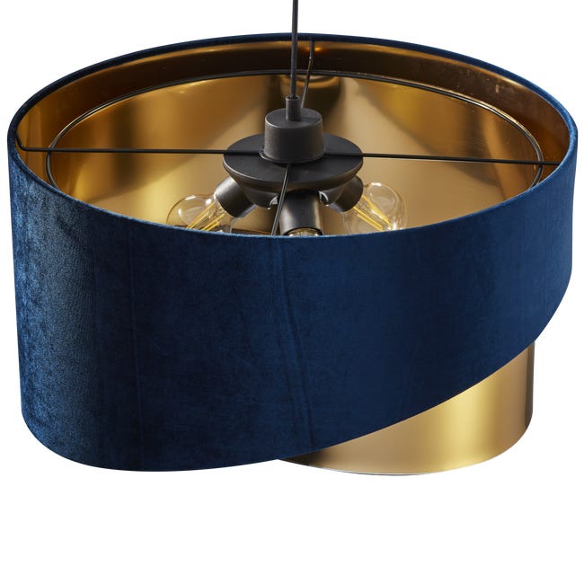 Lampa wisząca Tercio niebiesko-złota 3 x E27 TK Lighting