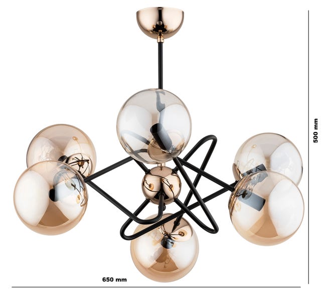 Lampa wisząca Virginia złota 6 x E14 Alfa