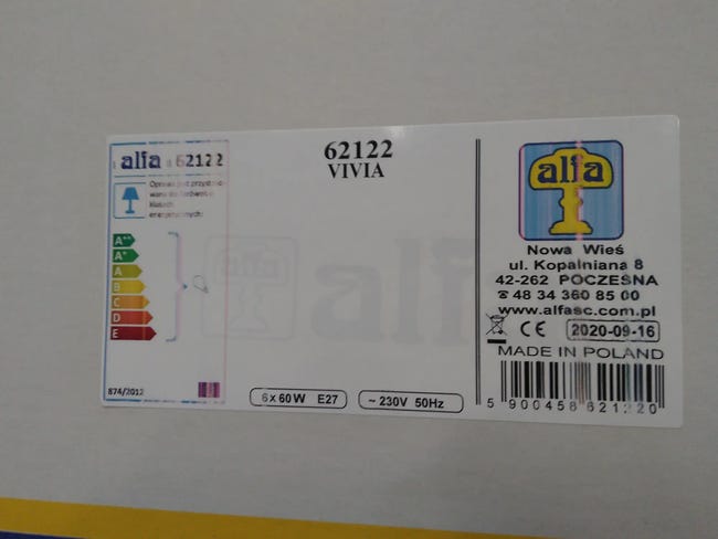 Lampa wisząca Vivia czarno-srebrna 6 x E27 Alfa