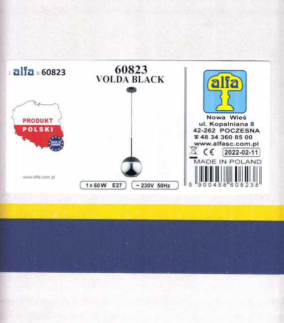 Lampa wisząca Volda czarna E27 Alfa