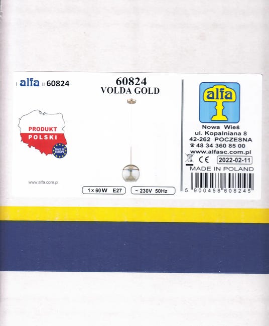 Lampa wisząca Volda złota E27 Alfa