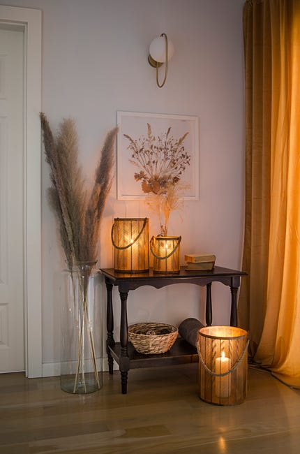 Lampion indyjski na świeczkę Gold wys. 29 cm metalowy złoty