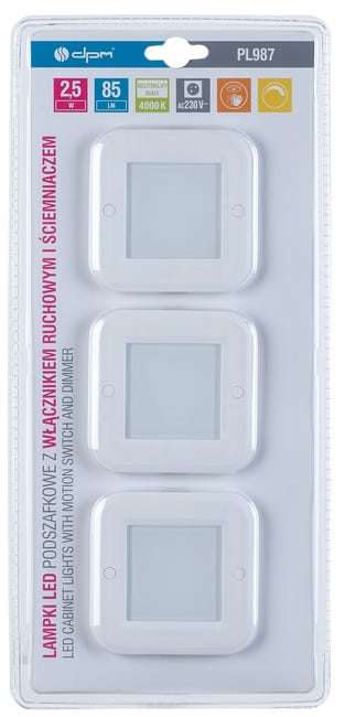 Lampka LED 3 szt. PL987 z czujnikiem ruchu kwadrat DPM