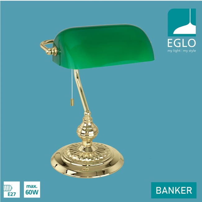Lampka biurkowa BANKER złoto-zielona E27 EGLO