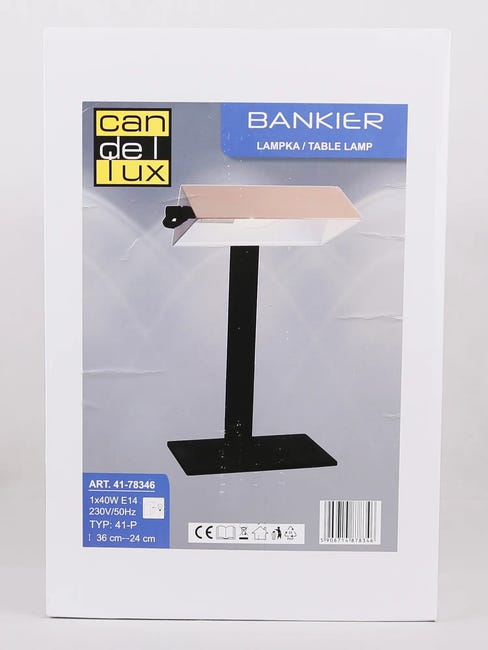 Lampka biurkowa BANKIER czarno-miedziana E14 CANDELLUX