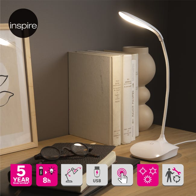 Lampka biurkowa Murray biała LED Inspire