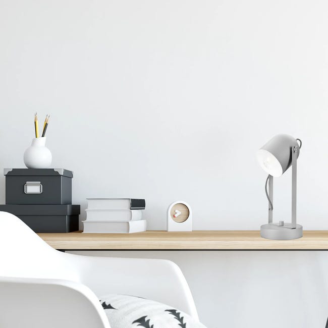 Lampka biurkowa Suri srebrna E27 Lamkur