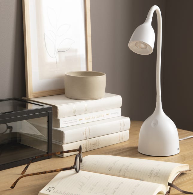 Lampka biurkowa Swallow biała 400 lm LED Inspire