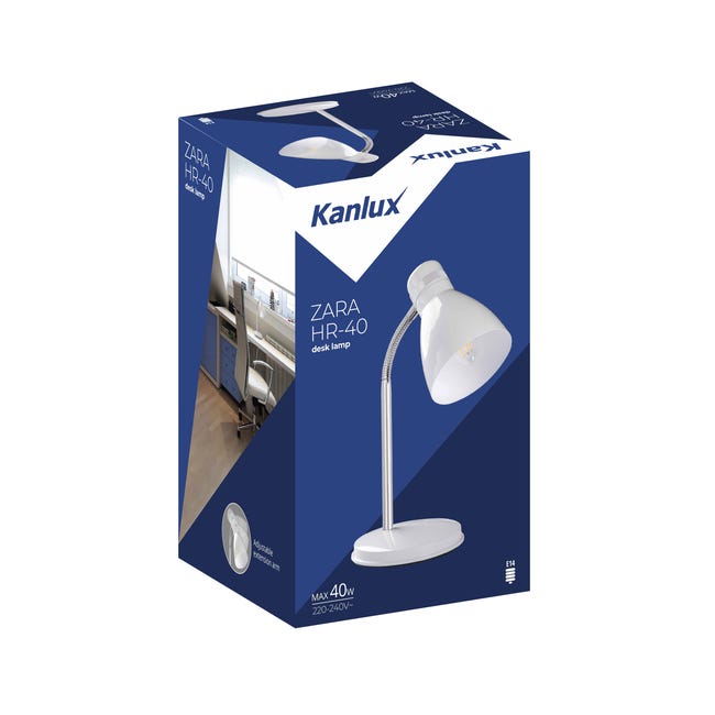Lampka biurkowa Zara biała E14 Kanlux
