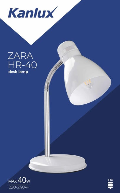 Lampka biurkowa Zara biała E14 Kanlux